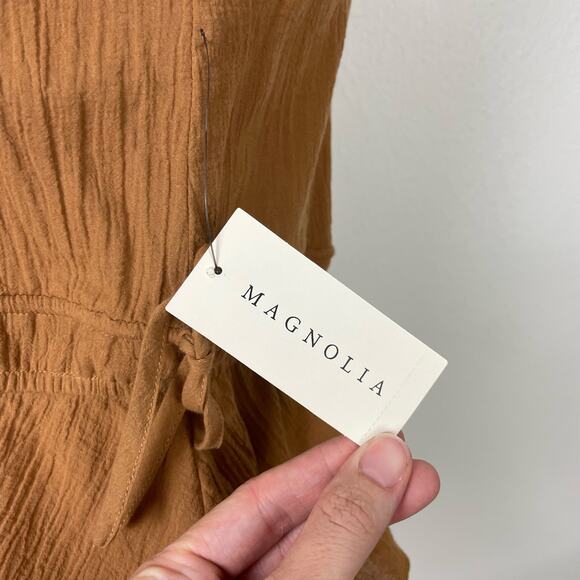 Grade & Gather | NWT Magnolia Brown Crepe Side Tie Cinched Peplum Tank - Picture 6 of 9